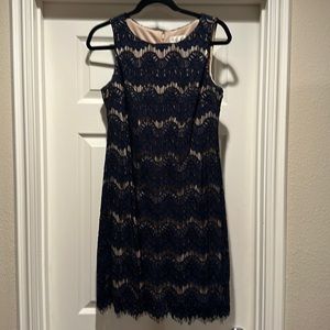 Eliza J Navy lace overlay dress - size 8